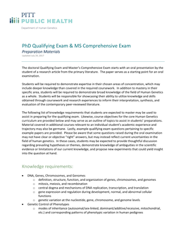 Phd Qualifying Exam & MS Comprehensive Exam