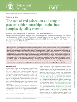 The Role of Red Coloration and Song in Peacock Spider Courtship: Insights Into Complex Signaling Systems