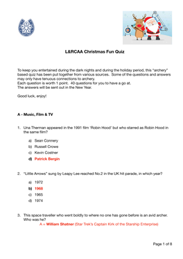 L&RCAA Fun Quiz Answers