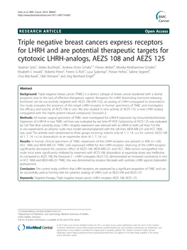 Triple Negative Breast Cancers Express Receptors