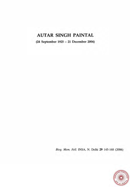 AUTAR SINGH PAINTAL (24 September 1925 - 21 December 2004)