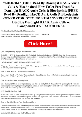 *MKJDH2`*[FREE-Dead by Deadlight HACK Auric Cells