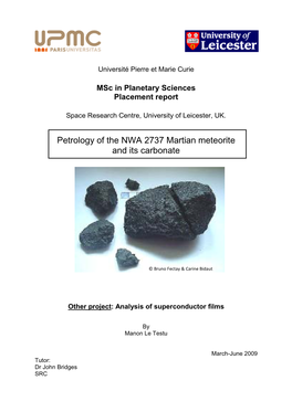 Petrology of the NWA 2737 Martian Meteorite and Its Carbonate