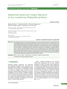 Abdominal Setae and Midgut Bacteria of the Mudshrimp Pestarella Tyrrhena