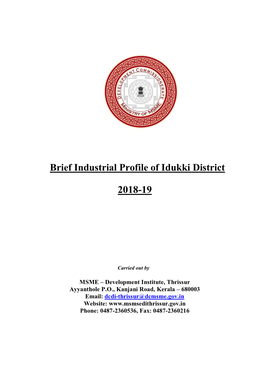 Industrial Profile- Idukki District 2018-19