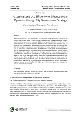 Assessing Land Use Efficiency to Enhance Urban El-Refaie, M.A