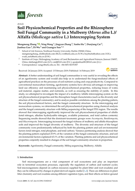 Soil Physicochemical Properties and the Rhizosphere Soil Fungal Community in a Mulberry (Morus Alba L.)/ Alfalfa (Medicago Sativa L.) Intercropping System