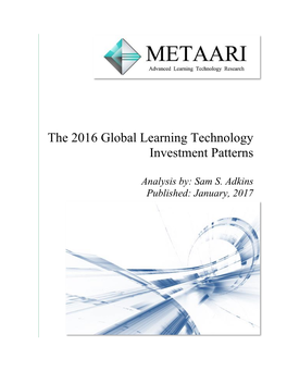 Metaari's Analysis of the 2016 Global Learning Technology Investment Patterns