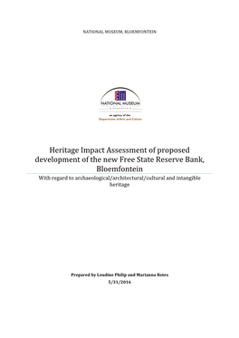 Heritage Impact Assessment of Proposed Development of the New