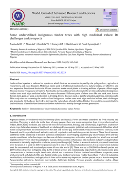 Some Underutilized Indigenous Timber Trees with High Medicinal Values: Its Challenges and Prospects