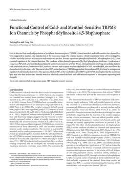 Functional Control of Cold- and Menthol-Sensitive TRPM8 Ion Channels by Phosphatidylinositol 4,5-Bisphosphate