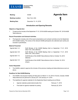 20181210-IAASB-Agenda Item 1-Introduction and Opening