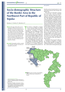 Socio-Demographic Structure of the Border Area in the Northwest Part Of