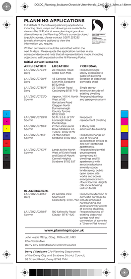 DCSDC Planning Strabane Chronicle Ulster Herald 22.07.2021 2Clms X 180Mm Draft 1.Pdf 1 14/07/2021 16:29:24