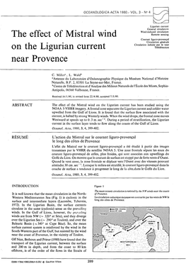 The Effect of Mistral Wind on the Ligurian Current Near Provence