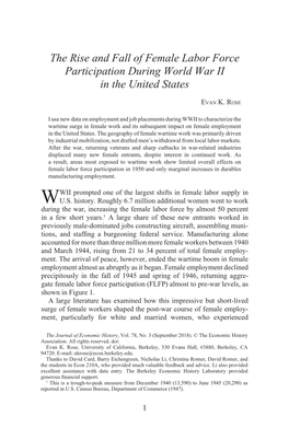 The Rise and Fall of Female Labor Force Participation During World War II in the United States