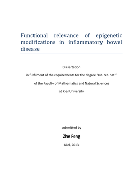 Functional Relevance of Epigenetic Modifications in Inflammatory Bowel Disease