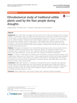 Ethnobotanical Study of Traditional Edible Plants Used