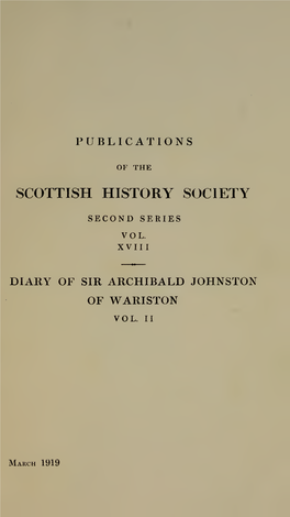 Diary of Sir Archibald Johnston of Wariston 1650