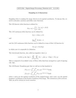 ECE 253A Digital Image Processing Handout #11 11/3/08 Sampling in 2