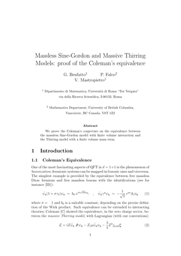 Massless Sine-Gordon and Massive Thirring Models: Proof of the Coleman’S Equivalence