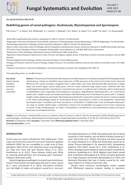 Fungal Systematics and Evolution PAGES 67–98