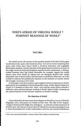 FEMINIST READINGS of WOOLF* Toril