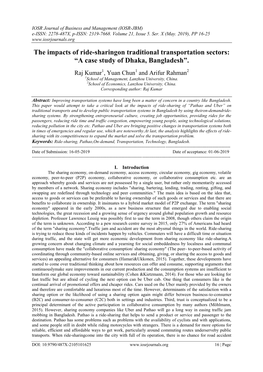 “A Case Study of Dhaka, Bangladesh”