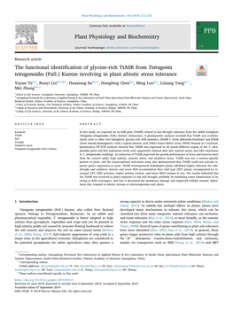 The Functional Identification of Glycine-Rich Ttasr from Tetragonia Tetragonoides (Pall.) Kuntze Involving in Plant Abiotic Stre