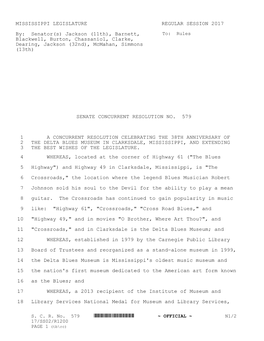 MISSISSIPPI LEGISLATURE REGULAR SESSION 2017 By