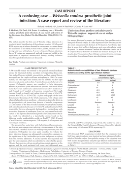 A Confusing Case – Weissella Confusa Prosthetic Joint Infection: a Case Report and Review of the Literature