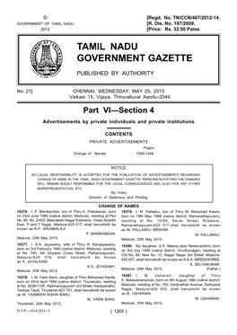 Tamil Nadu Government Gazette