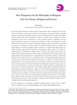 New Era Theory, Religion and Science