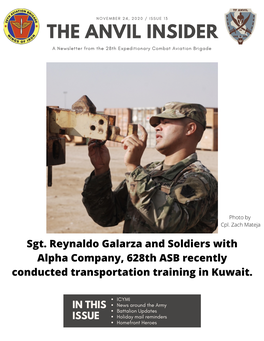 THE ANVIL INSIDER a Newsletter from the 28Th Expeditionary Combat Aviation Brigade
