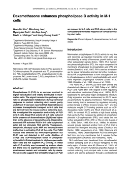 Dexamethasone Enhances Phospholipase D Activity in M-1 Cells