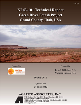 NI 43-101 Technical Report Green River Potash Project Grand County, Utah, USA