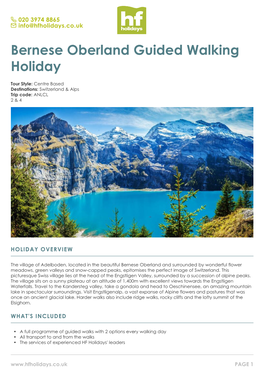 Bernese Oberland Guided Walking Holiday