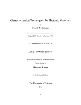 Characterization Techniques for Photonic Materials