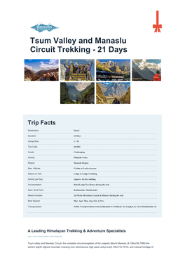 Tsum Valley and Manaslu Circuit Trekking - 21 Days