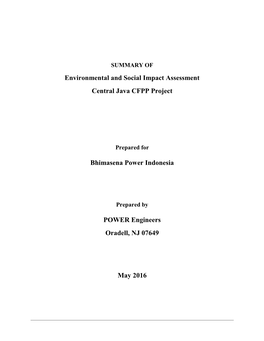 Environmental and Social Impact Assessment Central Java CFPP Project