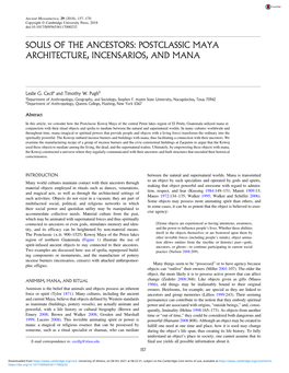 Souls of the Ancestors: Postclassic Maya Architecture, Incensarios, and Mana