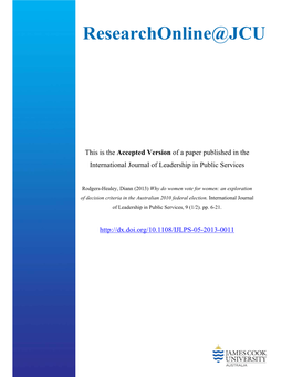 An Exploration of Decision Criteria in the Australian 2010 Federal Election