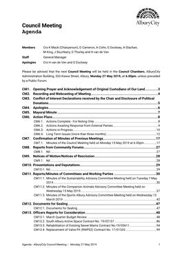 Council Meeting Agenda 27 May 2019