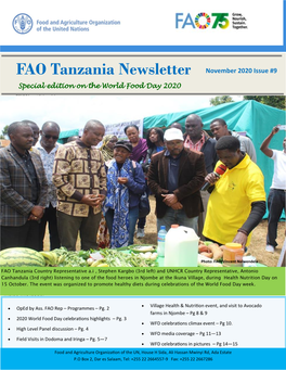 FAO Tanzania Newsletter November 2020 Issue #9 Special Edition on the World Food Day 2020