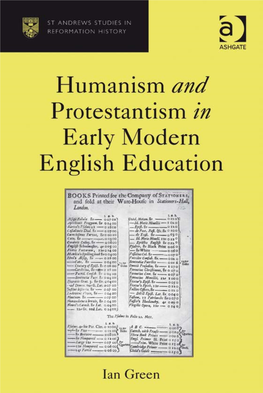 Humanism and Protestantism in Early Modern English Education