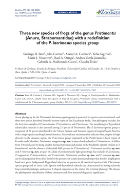 Three New Species of Frogs of the Genus Pristimantis (Anura, Strabomantidae) with a Redefinition of the P