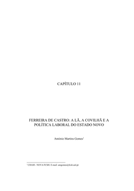 Capítulo 11 Ferreira De Castro: a Lã, a Covilhã E A