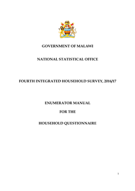 Enumerator Manual: Household Questionnaire