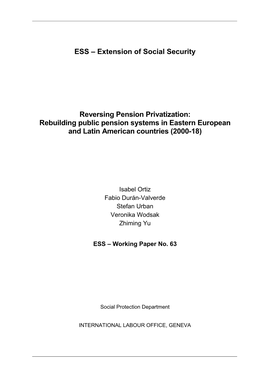 ESS – Extension of Social Security Reversing Pension Privatization