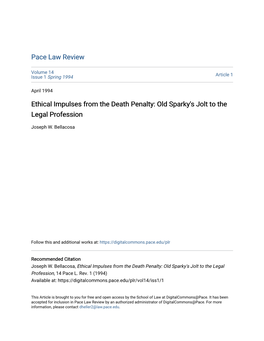 Ethical Impulses from the Death Penalty: Old Sparky's Jolt to the Legal Profession